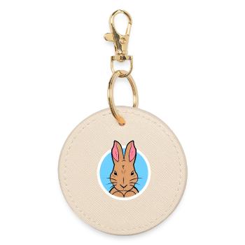 Favorite Animal Bunny Stuffed Animal Pets Animals - Round Keyring - oyster - Front