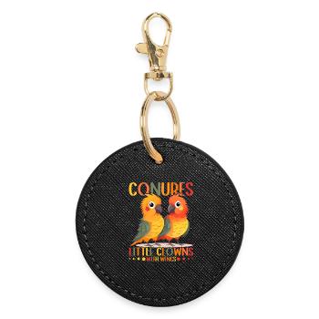 Parakeets little clowns with wings Conure Design - Round Keyring - black - Front