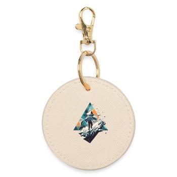 Geometric Mountaineer in Polygon Style - Round Keyring - oyster - Front
