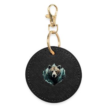 Bear, Forest, Nature, Mountain, Winter, Animal, Bears - Round Keyring - black - Front