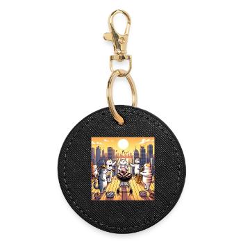 Cat Barbecue - Round Keyring - black - Front