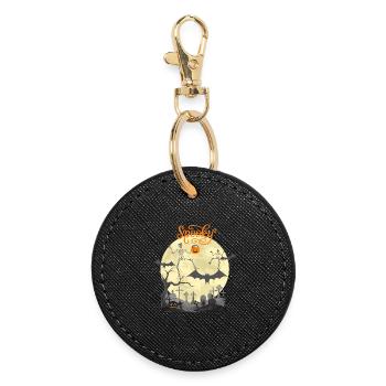 Spooky Dancing Skeletons Bats Moon Pumpkin - Porte-clés rond - noir - Devant