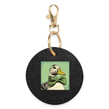Duck with Bowtie - Runder Schlüsselanhänger - Schwarz - Vorne