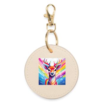 Pride Reindeer - Runder Schlüsselanhänger - Auster - Vorne