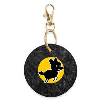 Wolf – Wild Nature Motif & Animal Welfare Statement - Round Keyring - black - Front