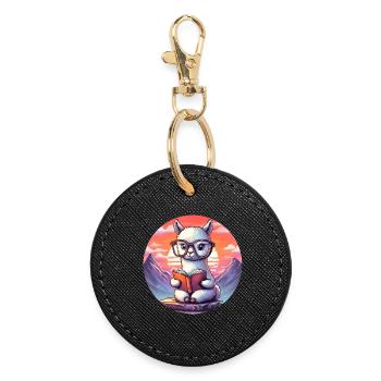 Alpaga bien lu avant le lever du soleil - Porte-clés rond - noir - Devant