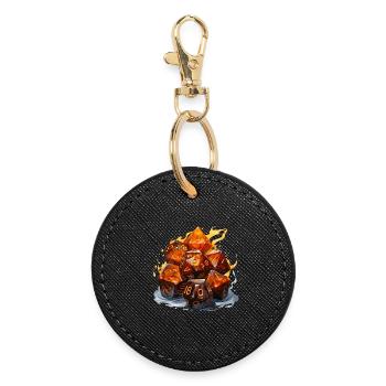 W20 Feuer Und Eis Fantasy RPG Shirt - Round Keyring - black - Front