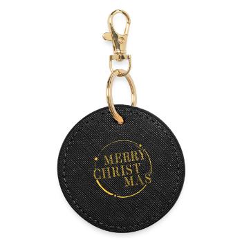 Merry Christmas Typo in a round Circle - Runder Schlüsselanhänger - Schwarz - Vorne