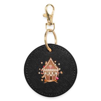 Cookie and gingerbread house for Christmas - Round Keyring - black - Front