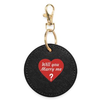 Will you marry me? - Round Keyring - black - Front