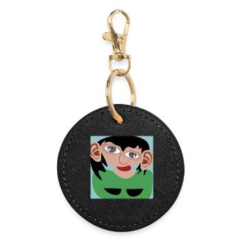 Dark-haired woman - Round Keyring - black - Front