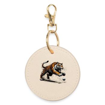 Unihockey Tiger - Runder Schlüsselanhänger - Auster - Vorne