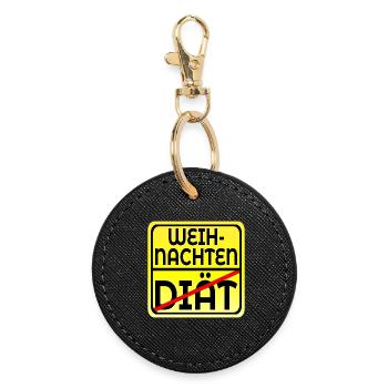 WEIHNACHTSESSEN - DIÄT ABNEHMEN SPRÜCHE LUSTIG - Runder Schlüsselanhänger - Schwarz - Vorne