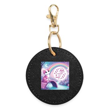 Chat avec arc-en-ciel - Porte-clés rond - noir - Devant