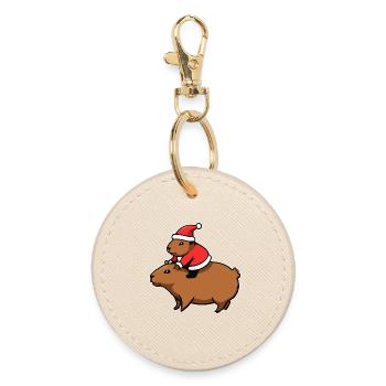 Capybara Christmas - Round Keyring - oyster - Front
