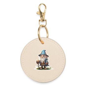 Little Dwarf Mage Fantasy RPG Shirt - Round Keyring - oyster - Front