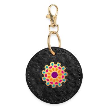 Mandala Gold Ornament India Yoga Colorful Decoration - Round Keyring - black - Front