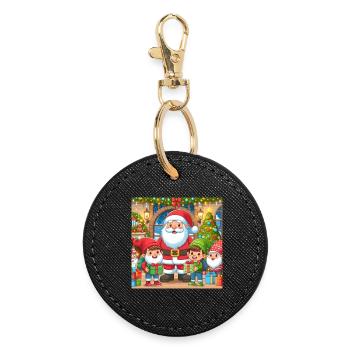 Christmas Design 10 - Round Keyring - black - Front