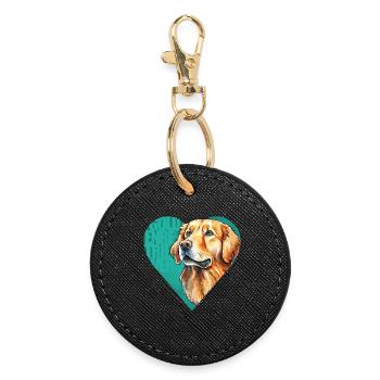 Golden Retriever Portrait - Runder Schlüsselanhänger - Schwarz - Vorne