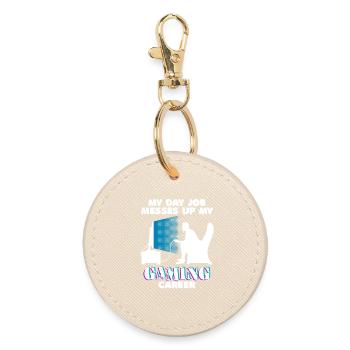 Gamer Career Work Job Statement Employee - Round Keyring - oyster - Front