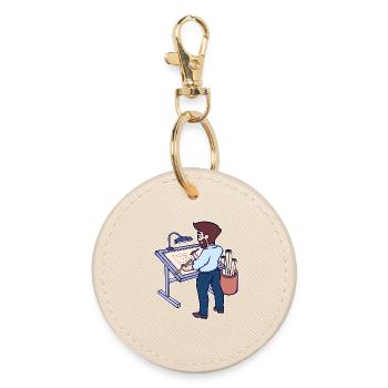 Project Manager Career Work Job Earn Money - Round Keyring - oyster - Front