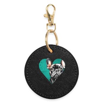 Portrait de bouledogue français - Porte-clés rond - noir - Devant