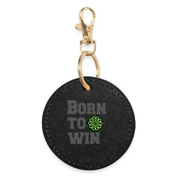 Dart, Dartpfeil, Darts, Shirt Born to win (25) - Runder Schlüsselanhänger - Schwarz - Vorne
