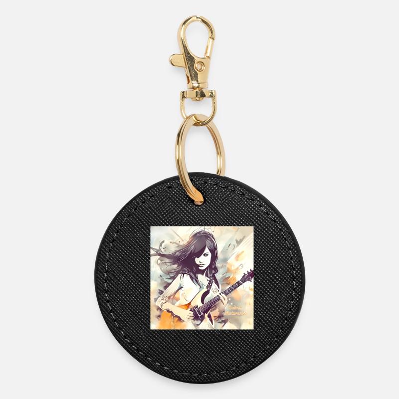 Fille Qui Aime La Musique 2 - Porte-clés rond - noir