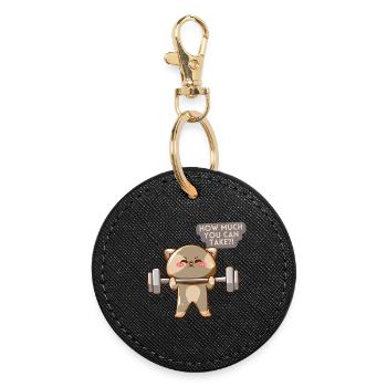 Cat Brave Training Motivation - Round Keyring - black - Front