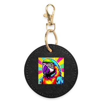 Perroquet Pop Art - Porte-clés rond - noir - Devant