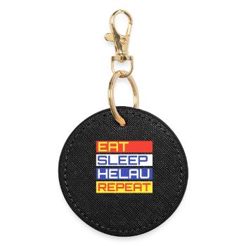 EAT SLEEP HELAU REPEAT Design - Runder Schlüsselanhänger - Schwarz - Vorne