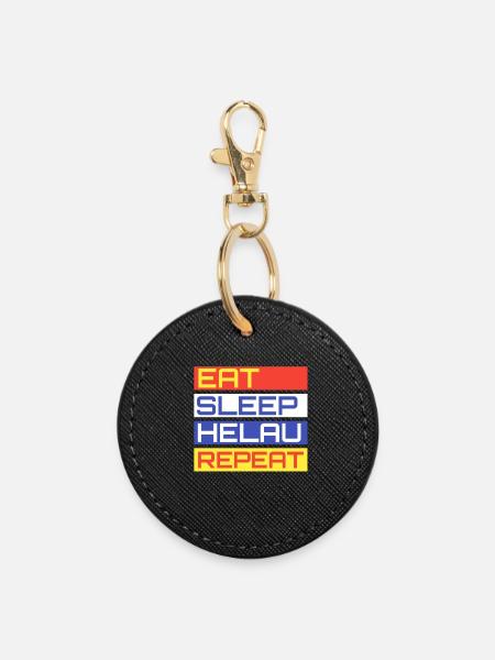 EAT SLEEP HELAU REPEAT Design - Runder Schlüsselanhänger - Schwarz