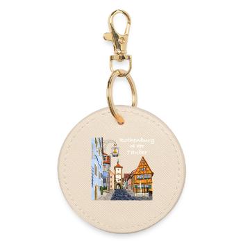 Rothenburg ob der Tauber, Bayern, Zeichnung - Runder Schlüsselanhänger - Auster - Vorne