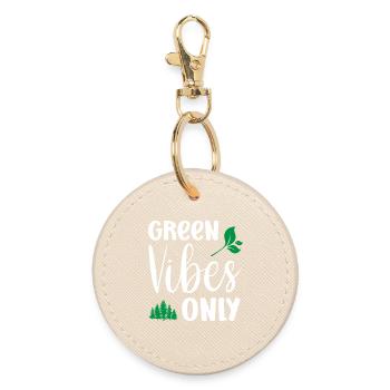 Green Vibes Only - Round Keyring - oyster - Front