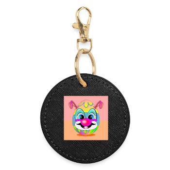 OEUFS DE PÂQUES CLOWN LAPIN DE PÂQUES - Porte-clés rond - noir - Devant