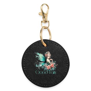 Cadeau de fée marraine - Porte-clés rond - noir - Devant