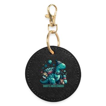 Daddy's Cuddlesaurus Cuddle Dinosaur Gift - Round Keyring - black - Front