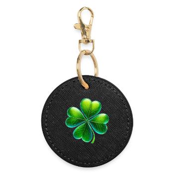 Four-leaf clover - Round Keyring - black - Front