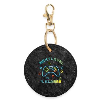 Colorful Game Console Next Level 1st Class - Round Keyring - black - Front