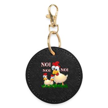 BANDE DESSINÉE DRÔLE DE POULET - NON - Porte-clés rond - noir - Devant