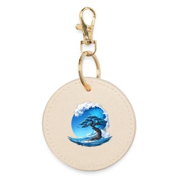 A tree under a wave - Round Keyring - oyster - Front