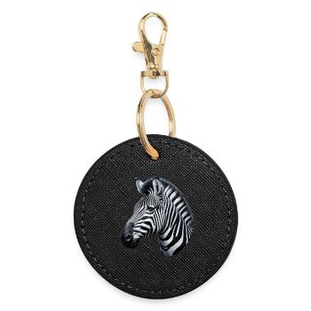Zebra - Runder Schlüsselanhänger - Schwarz - Vorne