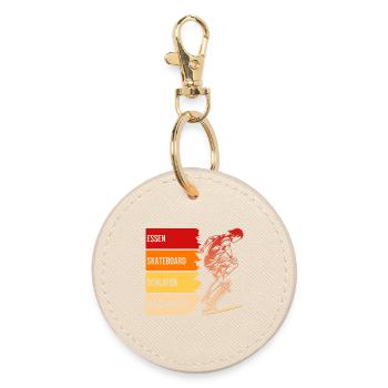 Essen, Skateboard, Schlafen, Wiederholen - Runder Schlüsselanhänger - Auster - Vorne