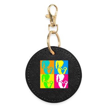 Popart Sportliche Damen - Runder Schlüsselanhänger - Schwarz - Vorne