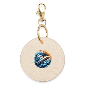 Harmonica abstract design - Round Keyring - oyster - Front