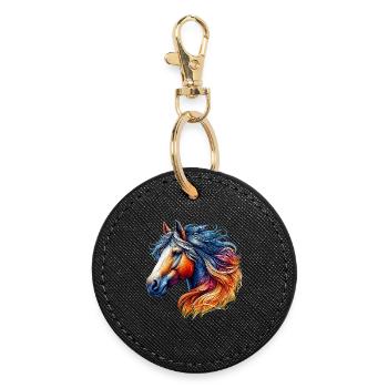 Cheval - Porte-clés rond - noir - Devant