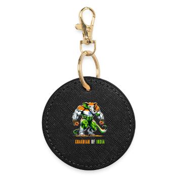 India elephant national flag design - Round Keyring - black - Front