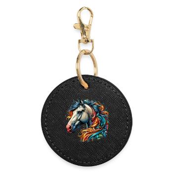 Cheval - Porte-clés rond - noir - Devant