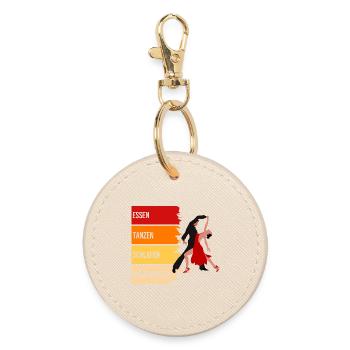 Essen, Tanzen, Schlafen, Wiederholen - Runder Schlüsselanhänger - Auster - Vorne