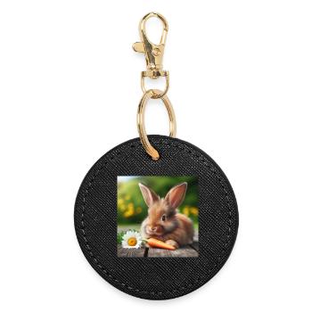 Adorable lapin - Porte-clés rond - noir - Devant